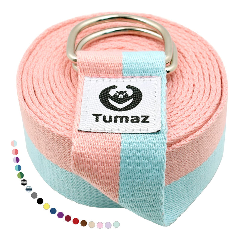 Tumaz Yoga Strap/Stretch Bands [15+ Colors, 6/8/10 Feet Options] with Extra Safe Adjustable D-Ring Buckle, Durable and Comfy Delicate Texture - Best for Daily Stretching, Physical Therapy, Fitness 6 Feet 01. Candy - BeesActive Australia