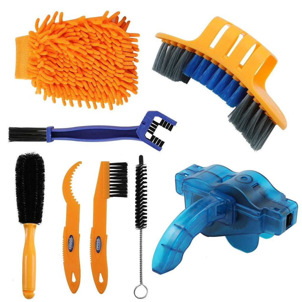 Anndason 8 Pieces Precision Bicycle Cleaning Brush Tool Including Bike Chain Scrubber, Suitable for Mountain, Road, City, Hybrid,BMX Bike and Folding Bike - BeesActive Australia