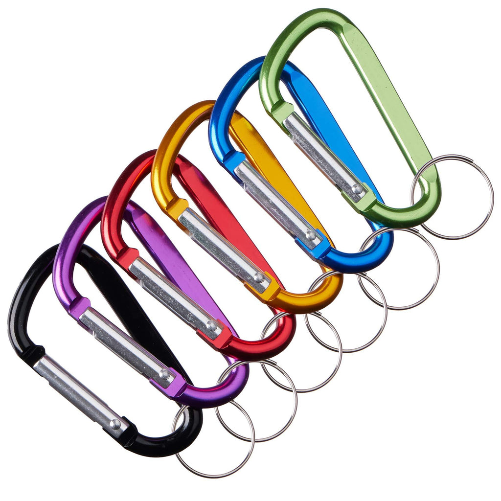 Neteez Keychain Carabiner Clip - 2.6" Small D-Ring Lightweight Color Set Key Chain Belt Clip Outdoor Backpacking Gate Snap Hook Camping, 6 pcs Pack - BeesActive Australia