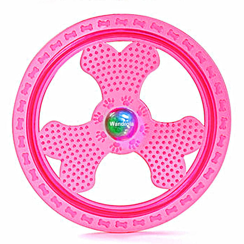 Wandrola Flying Disc Dog Sport Toy with Flashing LED Lights, Light Up Pet Disk for Ultimate Night Time Play Pink - BeesActive Australia