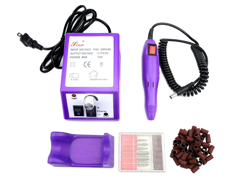 LILYS PET 20,000 RPM Light Type Professional Electric Nail Art Salon Drill Glazing Fast Machine,Electric Nail Art File Drill with 1 Pack of Sanding Bands (Violet) Violet - BeesActive Australia