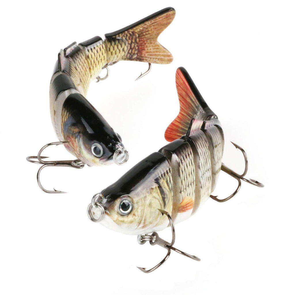 [AUSTRALIA] - Scotamalone Fishing Lures Bass Trout Lures 2 Pack 6 Segment Tackle 6# High Carbon Steel Anchor Hook Lifelike Multi Jointed Artificial Swimbait Hight Quality Hard Bait 4Inches/0.68Oz 