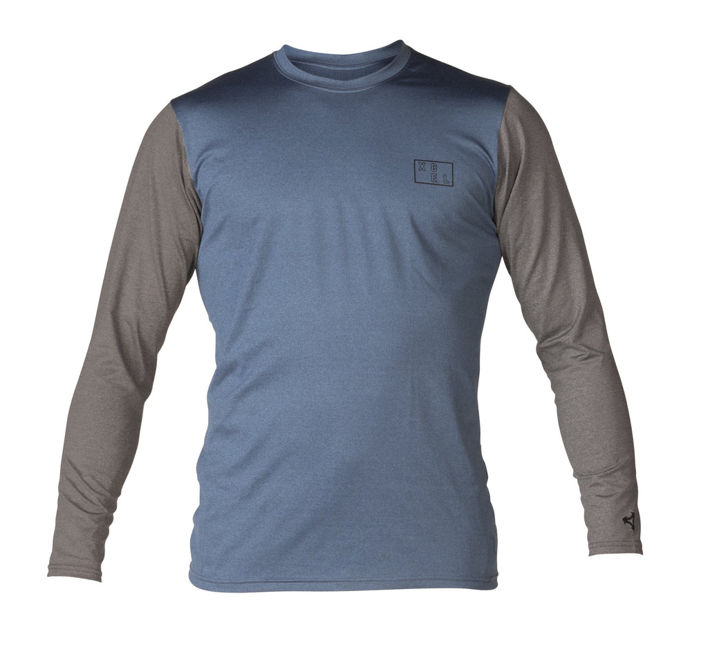 [AUSTRALIA] - XCEL Men's Jake Long Sleeve Uv Spring 2018 Top, Acid Blue-Indigo/Deep Grey-Silver, X-Small 