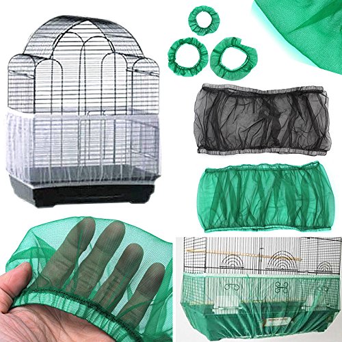 GOTOTOP 4 Colors Ventilated Nylon Bird Cage Cover Shell Seed Catcher Pet Products Large Size Bird Cage Seed Catcher Seeds Guard Parrot Nylon Mesh Net Cover Stretchy Shell Skirt Traps Cage Basket White - BeesActive Australia