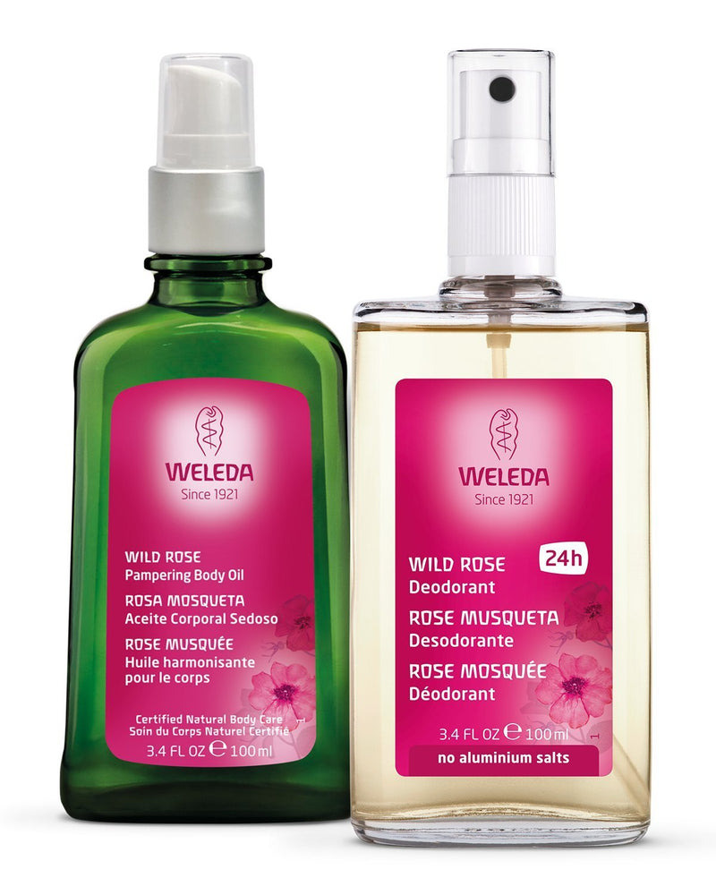 Weleda Skin Pampering 2-Piece Set: Wild Rose Deodorant and Body Oil Wild Rose Kit 2 Count - BeesActive Australia