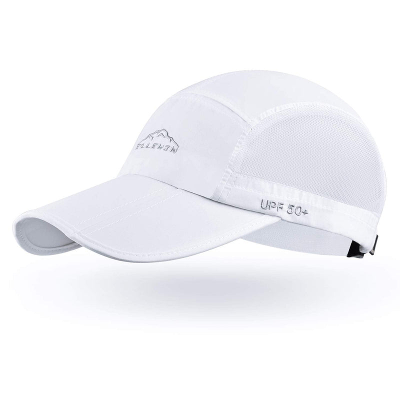 ELLEWIN Unisex Baseball Cap UPF 50 Unstructured Hat with Foldable Long Large Bill White-m/L - BeesActive Australia