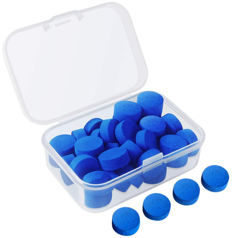 [AUSTRALIA] - Kulannder 30 Pcs Pool Cue Tips 12mm Billiard Cue Stick Replacement Tips with Clear Box for Snooker Pool Cues (Blue Cue Tips) 