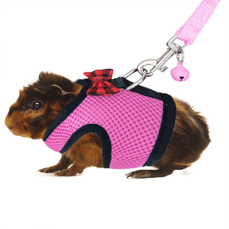 Rypet Guinea Pig Harness and Leash - Soft Mesh Small Animal Harness with Safe Bell, No Pull Comfort Padded Vest for Guinea Pigs, Ferret, Chinchilla and Similar Small Animals Pink - BeesActive Australia