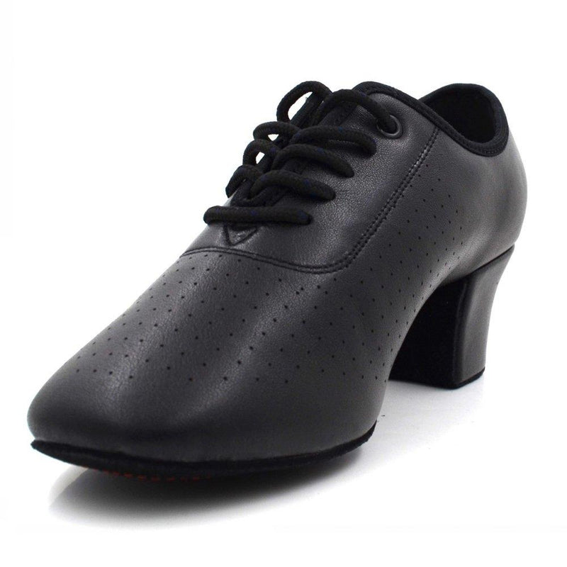 [AUSTRALIA] - Practise Dance Shoes Latin Ballroom Dance Shoes with EVK-900 7.5 Black-leather 