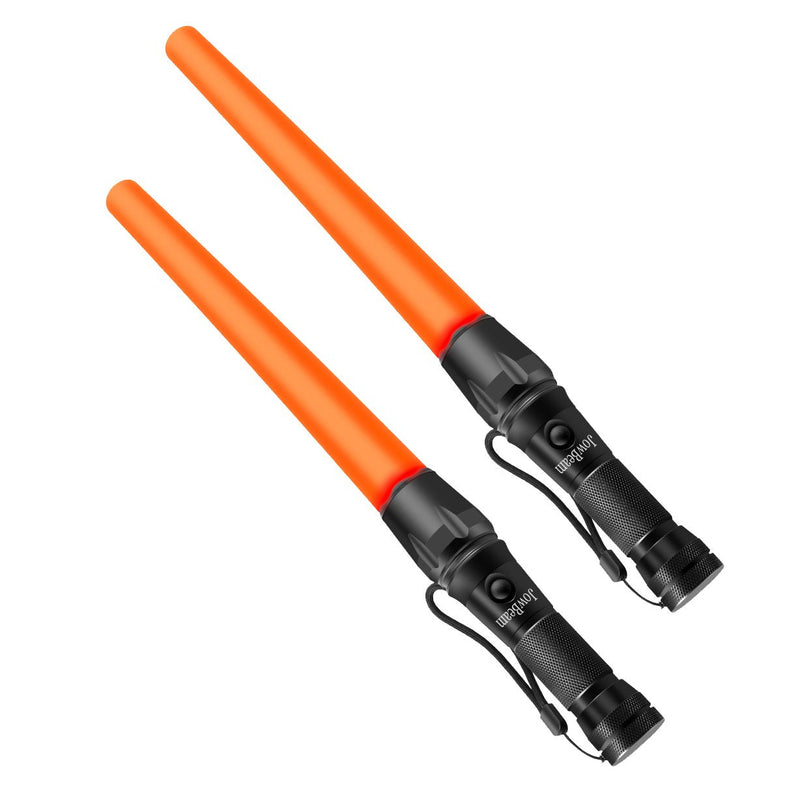 16 inch Traffic Wand Small Orange LED Safety Signal Wand Work Light Flashlight with Cone Flashing Modes,Wrist Strap Lanyard,Using 3 AAA Batteries(Not Included) A200 (2 Packs) - BeesActive Australia