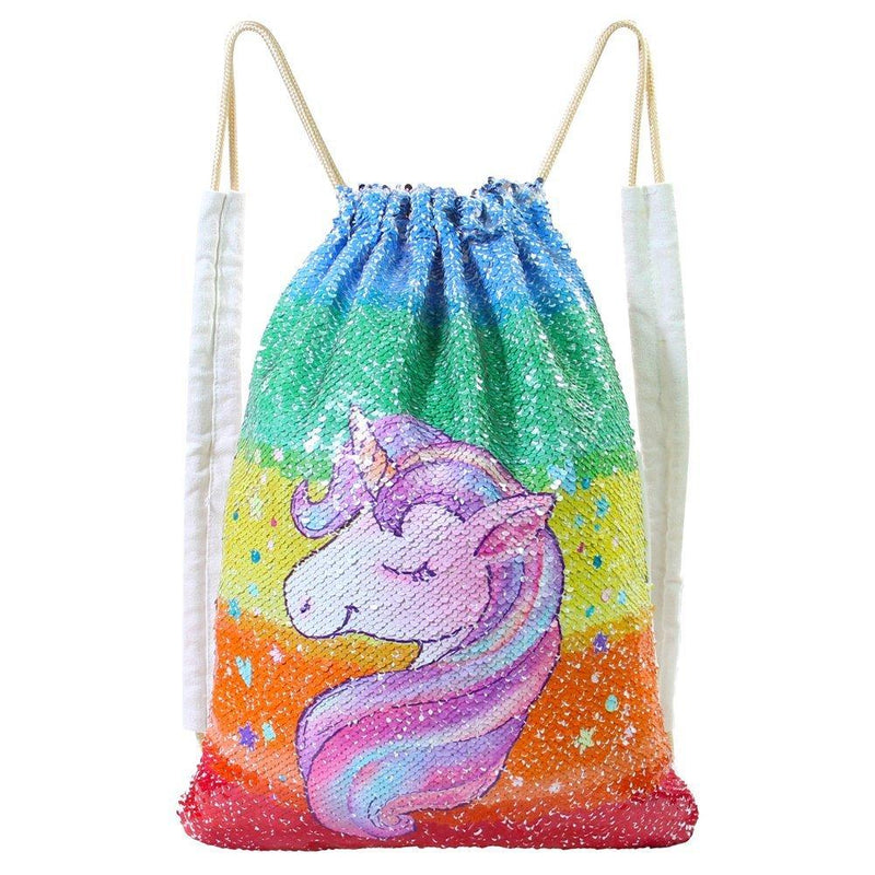 MHJY Unicorn Bag Reversible Sequin Drawstring Bag Sparkly Gym Dance Backpack,Colorful Colorful - BeesActive Australia