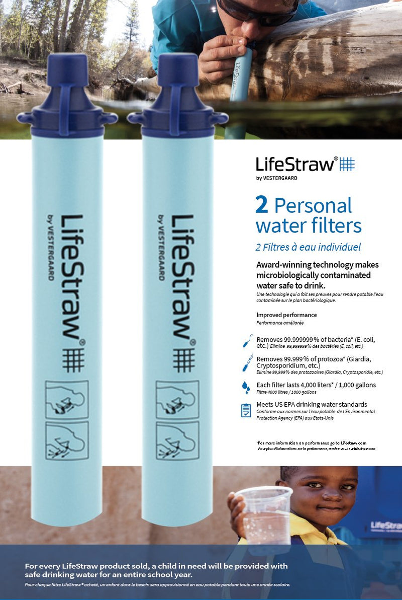 LifeStraw Personal Water Filter for Hiking, Camping, Travel, and Emergency Preparedness 2 Pack Blue - BeesActive Australia