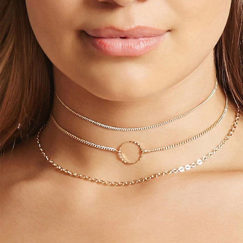 Jovono Multi-layer Short Necklace Punk Necklace Choker for Women and Girls - BeesActive Australia