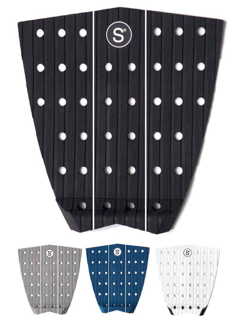 SYMPL Surfboard Traction Pads 3-Piece Deck Grips for Surfboard, Skimboard, Longboard Deck - Maximum Grip Stomp Pad, 3M Adhesive - Fits Surf, Skim Board, Long Deck, Wakesurf and Fish Boards Black - BeesActive Australia