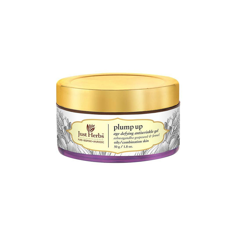 Just Herbs Plump Up Anti-Wrinkle Night Gel for Oily Skin, Anti-Ageing Gel with Ashwagandha Grapeseed and Fennel for Men & Women, 50 g - BeesActive Australia