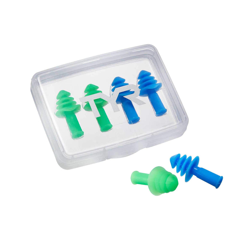 TYR Ergo Flex Ear Plugs - 4 Pack (2 Pairs) ALL Blue/Green - BeesActive Australia