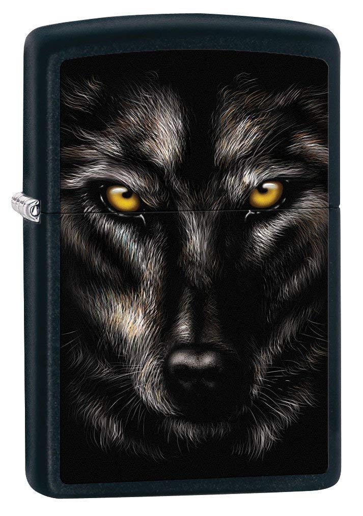 Zippo Lighter: Wolf Face - Black Matte 79578 - BeesActive Australia