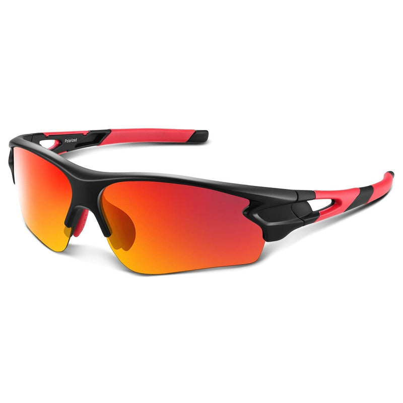 Bea·CooL Polarized Sports Sunglasses for Men Women Youth Baseball Fishing Cycling Running Golf Motorcycle Tac Glasses UV400 Black Red - BeesActive Australia