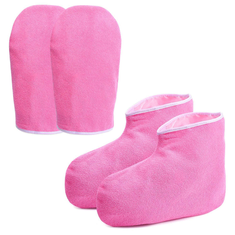 Noverlife Paraffin Wax Bath Cotton Gloves & Booties, Moisturizing Work Gloves, Foot Spa Cover, Hand Treatment Kit, Paraffin Wax Warmer Insulated Mitts for Women Thin Pink - Hook & Loop Closure - BeesActive Australia