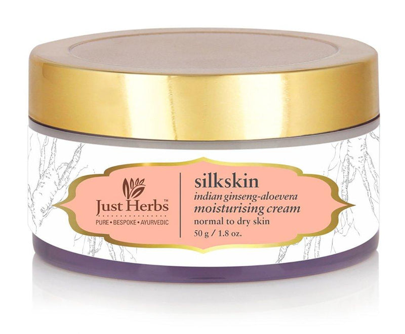 Just Herbs Silkskin Indian Ginseng - Aloe Vera Moisturising Cream, White, 50g - BeesActive Australia