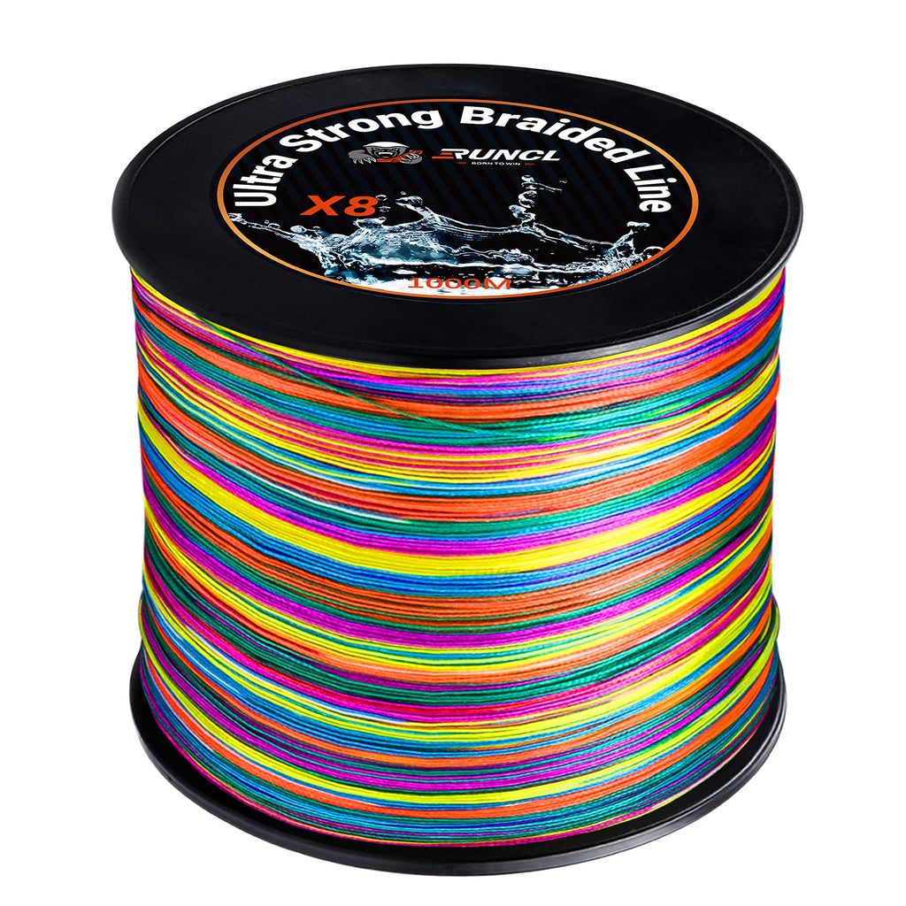 RUNCL Braided Fishing Line, 8 Strand Abrasion Resistant Braided Lines, Super Durable, Smooth Casting, Zero Stretch, Smaller Diameter, Rainbow Color for Extra Visibility, 328-1093 Yds, 12-100LB C - 1093Yds/1000M(8 Strands) 100LB(45.4kgs)/0.50mm/8.0# - BeesActive Australia