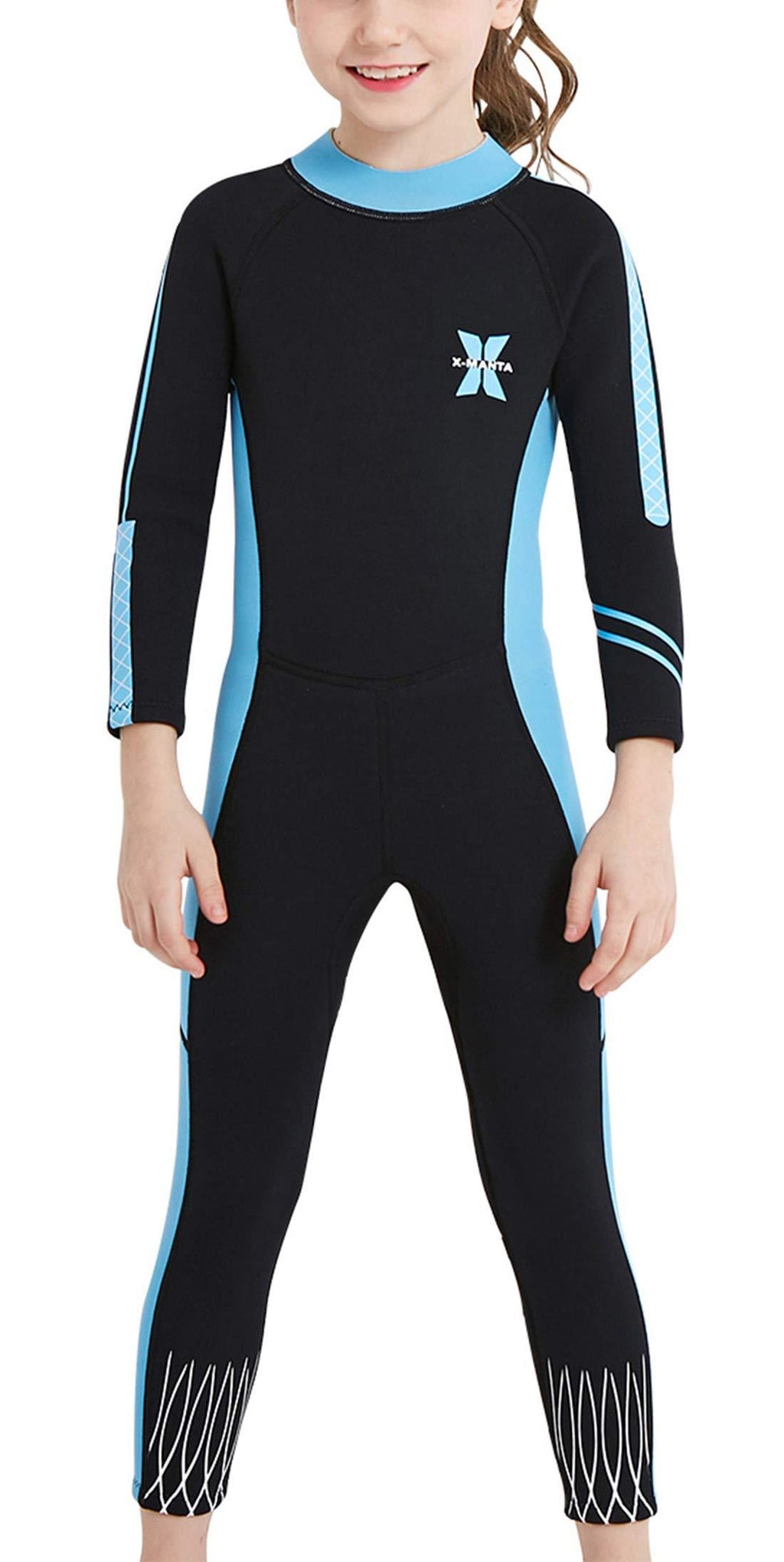 DIVE & SAIL Kids 2.5mm Wetsuit Long Sleeve One Piece UV Protection Thermal Swimsuit Black-1 Small - BeesActive Australia