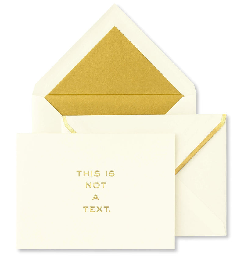 Kate Spade New York Greeting Card Set of 10 with Blank Interior and Lined Envelopes, This Is Not A Text (Gold) - BeesActive Australia