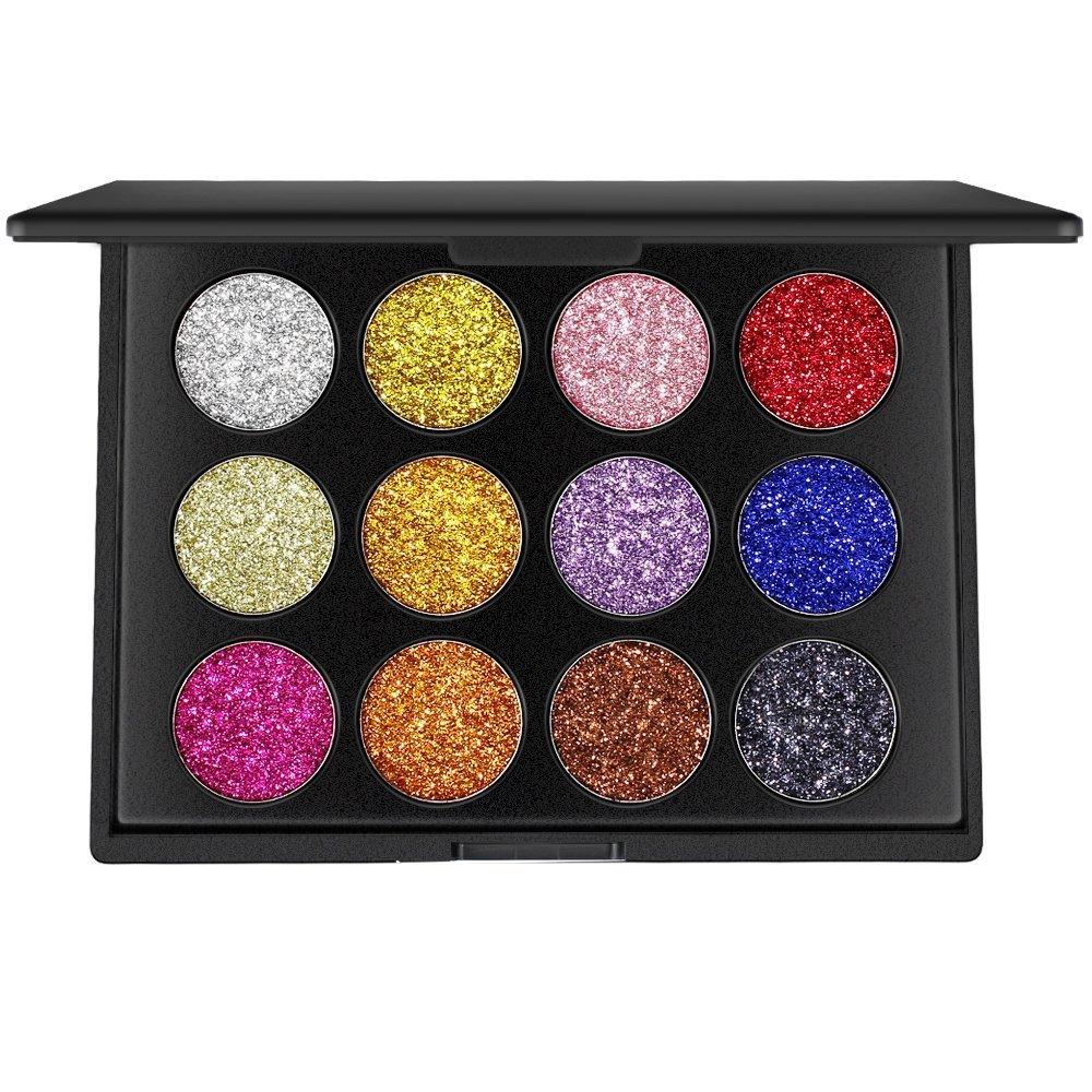 DONGXIUB 12 Colors Glitter Powder Makeup Palette Professional Long Lasting Shimmer Eyeshadow Palette Mineral Pressed Glitter - BeesActive Australia