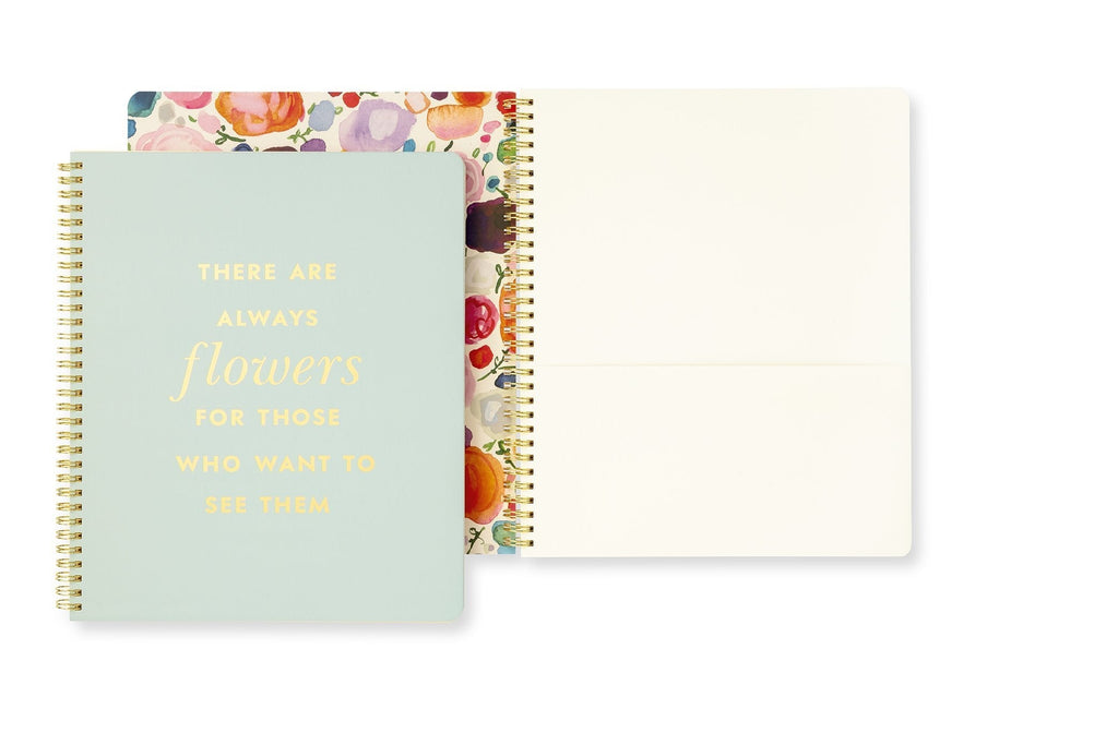 Kate Spade New York Large Spiral Notebook, 11" x 9.5" with Pocket and 160 College Ruled Pages, Quote- Flowers - BeesActive Australia