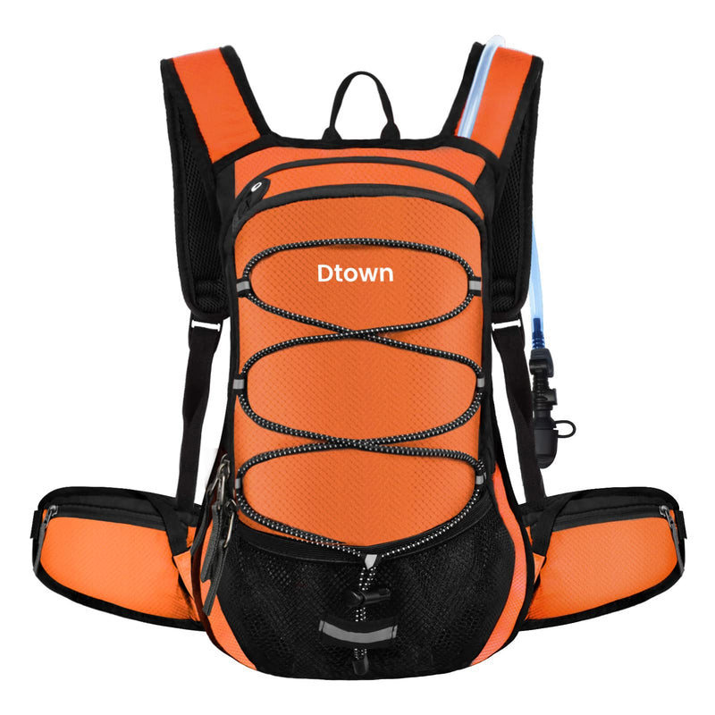 Hydration Backpack with 2L Water Bladder Leakproof Hydration Pack for Running Insulated Water Backpack for Hiking Lightweight Hydration Packs for Biking Cycling Camping Festival Raves Orange Black - BeesActive Australia