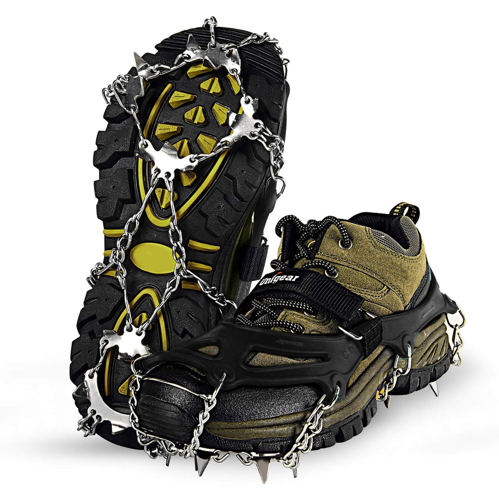 Unigear Traction Cleats Ice Snow Grips with 18 Spikes for Walking, Jogging, Climbing and Hiking Black Medium - BeesActive Australia