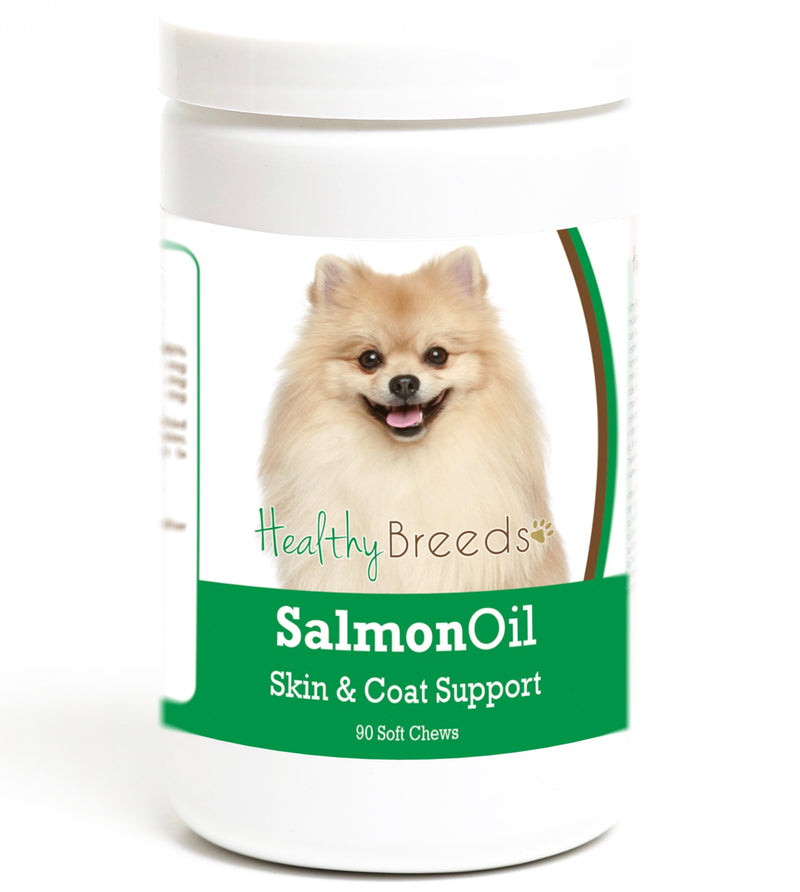 Healthy Breeds Salmon Oil Soft Chew Supplement - Over 200 Breeds - Reduce Shedding and Support Skin & Coat - Formulated with Omega 3 & 6, EPA, DHA - 90 or 120 Tasty Chews 90 Count Pomeranian - BeesActive Australia