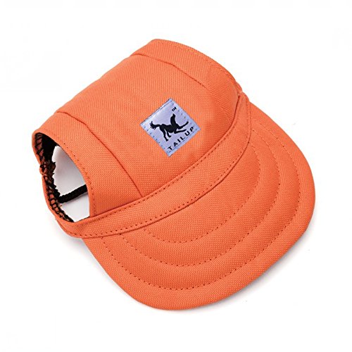 Leconpet Baseball Caps Hats with Neck Strap Adjustable Comfortable Ear Holes for Small Medium and Large Dogs in Outdoor Sun Protection Orange - BeesActive Australia