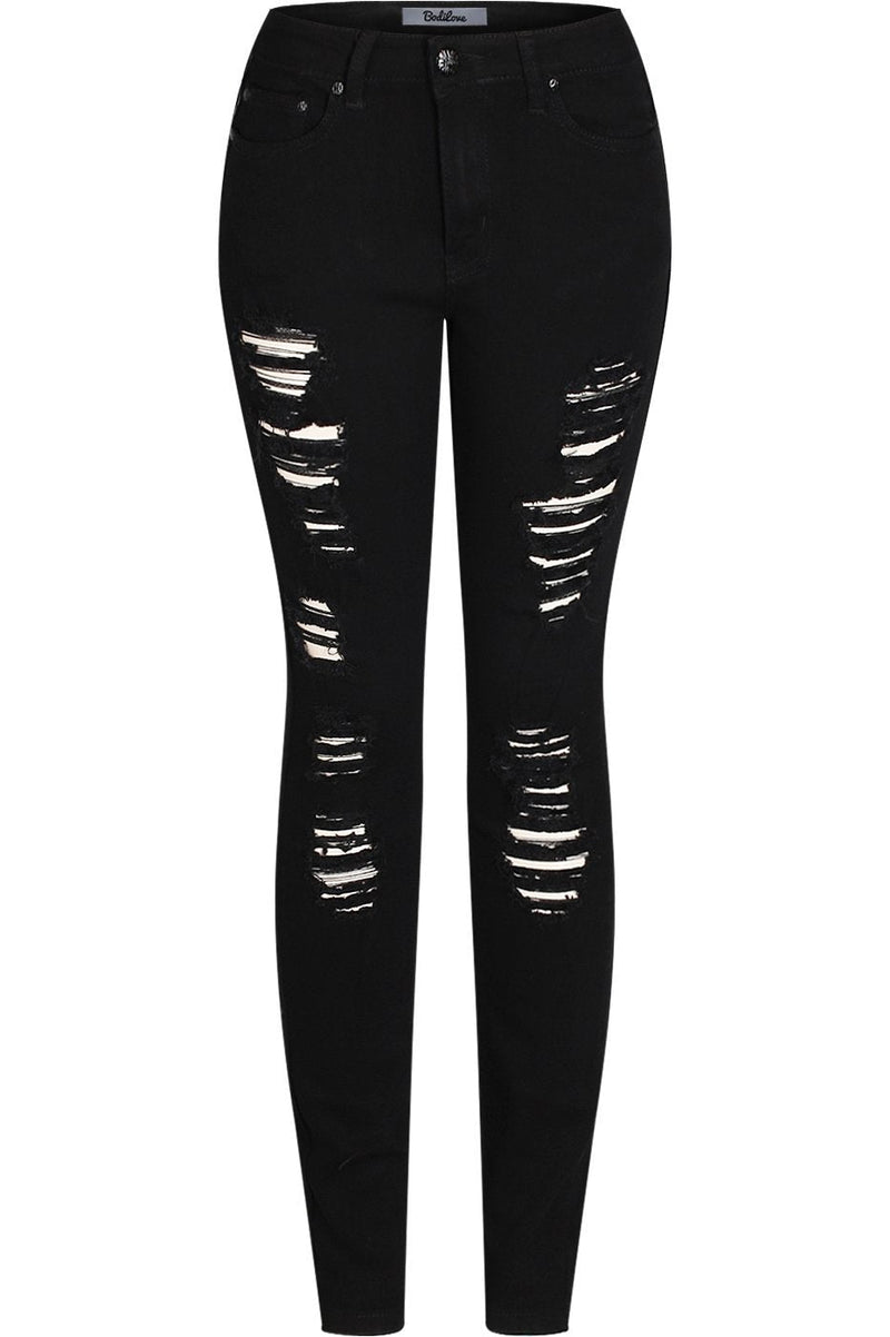 [AUSTRALIA] - 2LUV Women's Trendy Colored Distressed Skinny Jeans 9 Black24 
