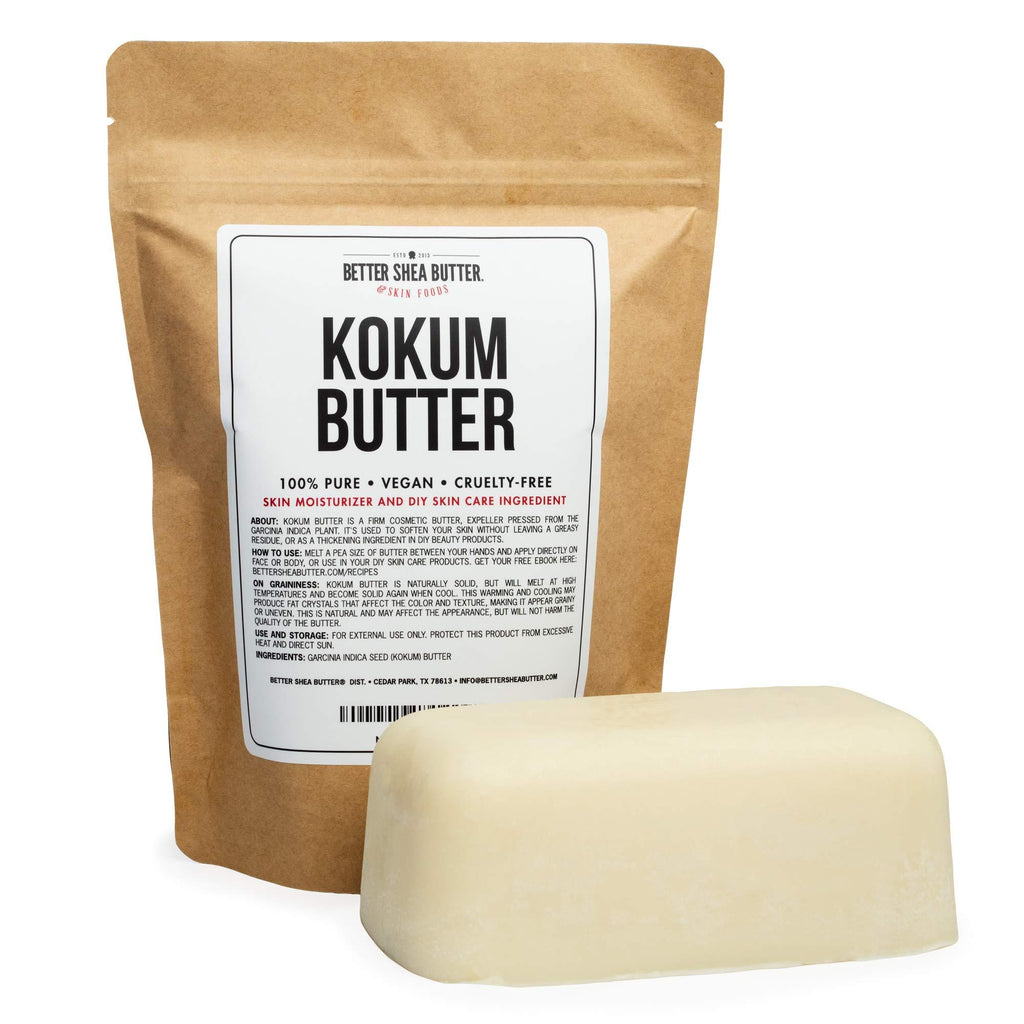 Kokum Butter - Light, Firm Butter, Use to Make Soap, Lotion Bars, Lip Balm, Body Butter - Scent-Free - 1lb by Better Shea Butter 1 Pound (Pack of 1) - BeesActive Australia