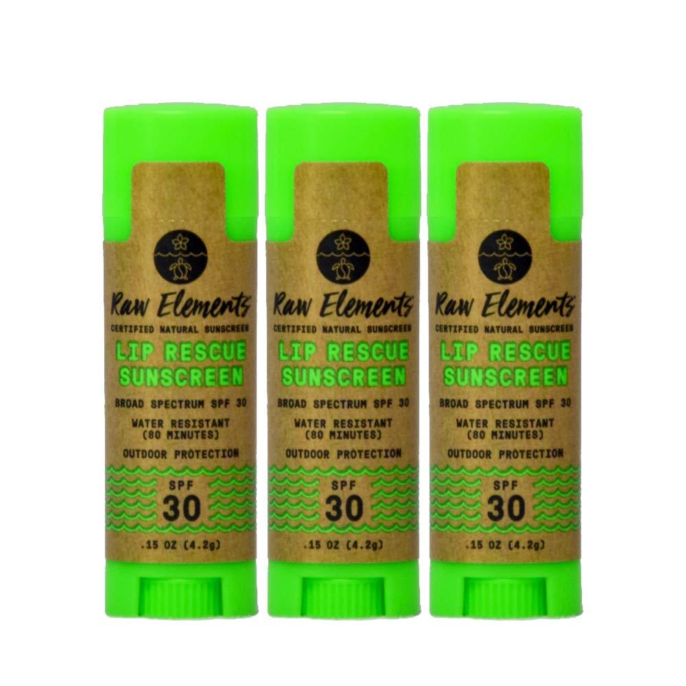 Raw Elements Organic Lip Rescue Zinc Oxide SPF 30+, 0.15oz (3-Pack) 3-Pack - BeesActive Australia