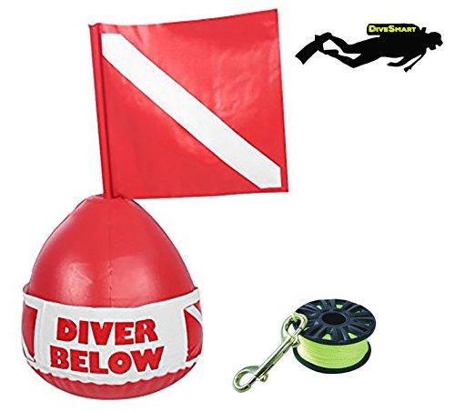 [AUSTRALIA] - DiveSmart Buoy Float with 100ft High Visibility Neon Yellow Scuba Finger Reel (ABS) for Surface Signalling 