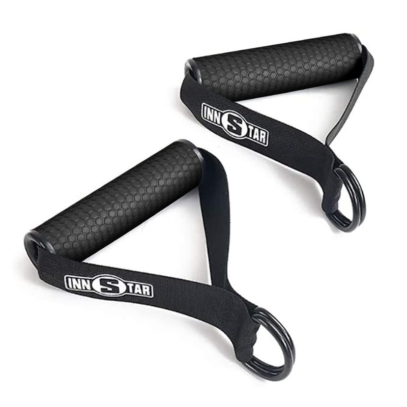 INNSTAR Upgraded Heavy Duty Exercise Handles, Cable Machine Attachments Resistance Bands Handles with Solid ABS Core Grips Fitness Strap Stirrup Handle Cable Attachment Silicon Grip (Set of 2) - BeesActive Australia