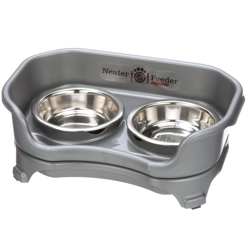 Neater Feeder Express Elevated Cat Bowls - Raised Pet Dish - Stainless Steel Food and Water Bowls for Cats Gunmetal - BeesActive Australia