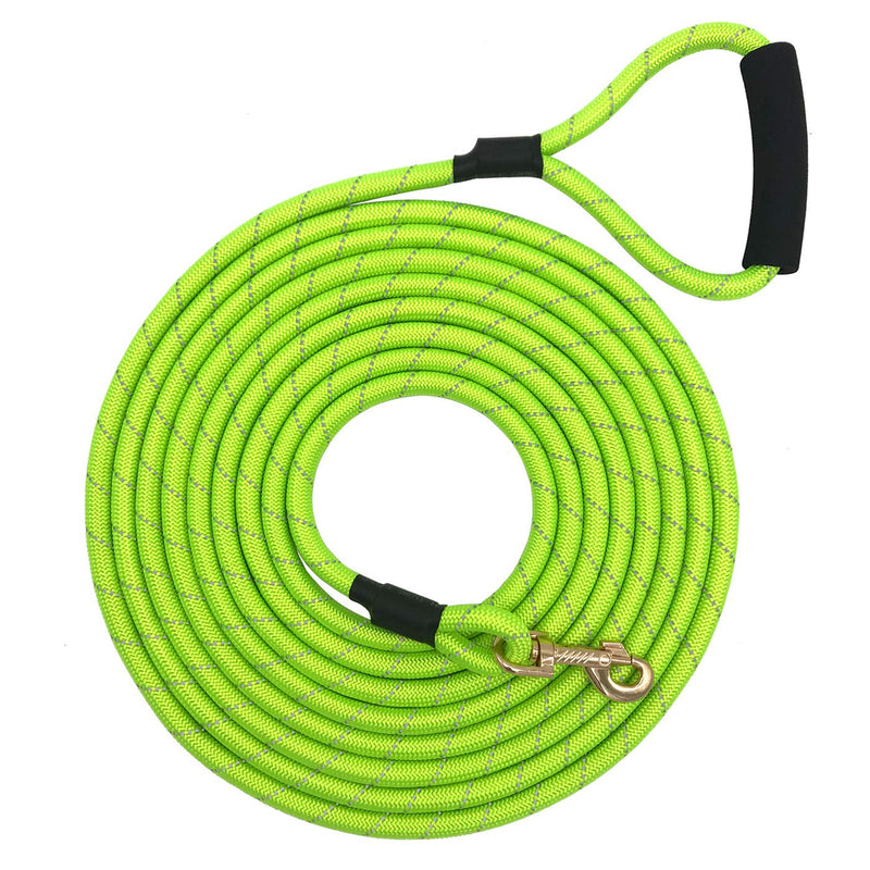 Shorven Nylon Strong Dog Rope Lead Reflective Training Dog Leash with Soft Handle 8-20 FT Long (Dia:0.5" 15FT) Green - BeesActive Australia