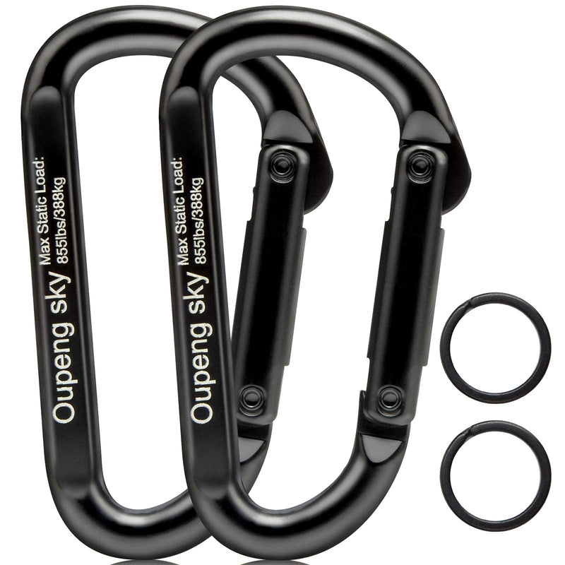 Carabiner Clip, 855lbs,3" Heavy Duty Caribeaners for Hammocks, Camping Accessories,Hiking,Keychains,Outdoors and Gym etc,D Shaped Spring Hook Small Carabiners for Dog Leash,Harness and Key Ring,Black 2 - BeesActive Australia