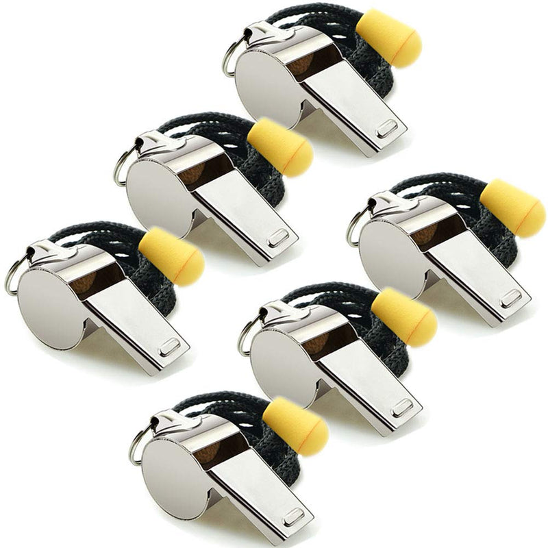 Hipat Whistle, 6 Pack Stainless Steel Sports Whistles with Lanyard, Loud Crisp Sound Whistles Bulk Great for Coaches, Referees, and Officials - BeesActive Australia