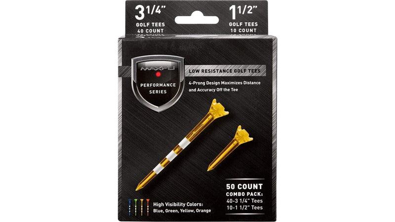 Maxfli Performance Series Low Resistance 3 1/4'' & 1 1/2'' Assorted Golf Tees - 50 Pack - BeesActive Australia