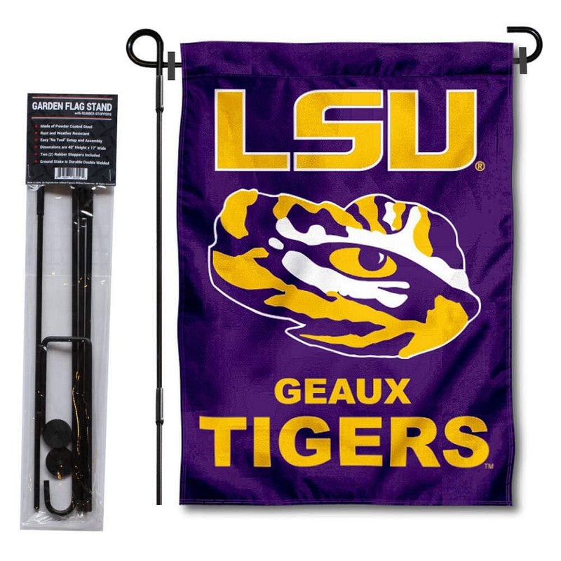 College Flags & Banners Co. Louisiana State LSU Tigers Geaux Garden Flag with Stand Holder - BeesActive Australia