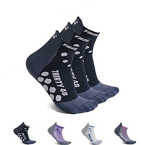 [AUSTRALIA] - Thirty48 Compression Low Cut Running Socks for Men and Women | 15-20mmHg Compression Large [3 Pairs] Black/Gray 