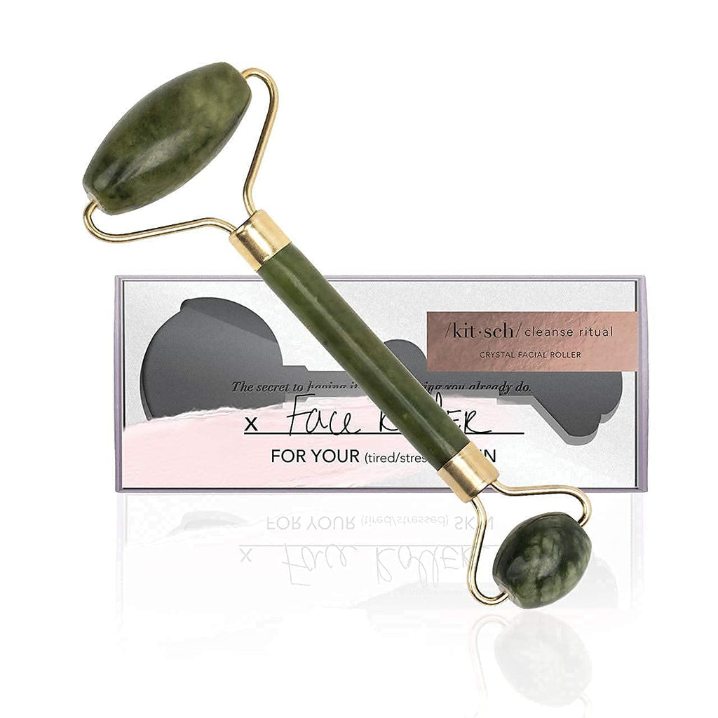 Kitsch Jade Roller for Face, Genuine Semi-Precious Gemstone Face Roller for Eyes, Neck and Body, Jade Facial Massager, Natural Stone, Crystal Facial Roller (Jade) - BeesActive Australia