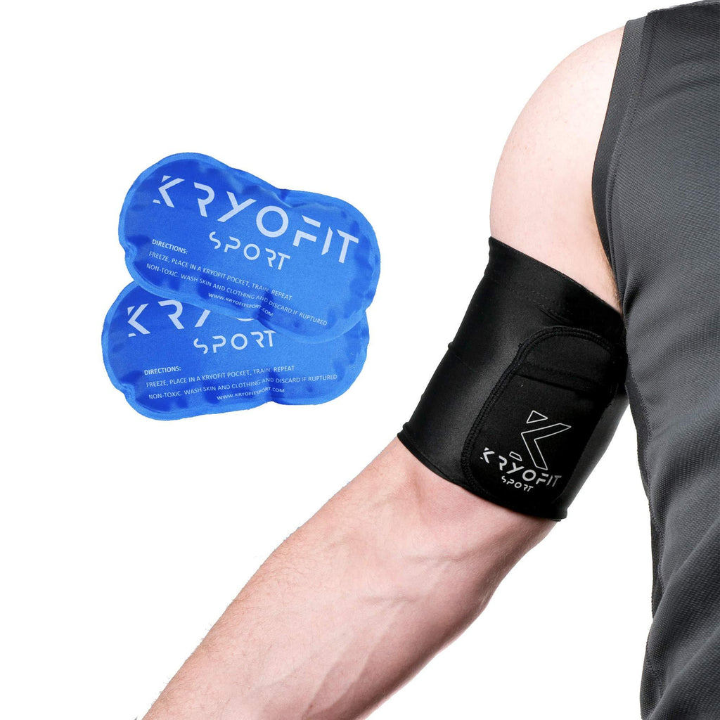 [AUSTRALIA] - New Kryofit Cold Compression Sleeves - for Elbow, Knee Bicep Pain & Swelling Black XXL (18" Biceps) 