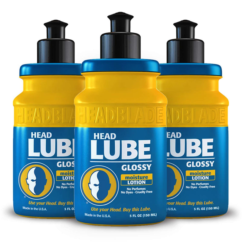 HeadBlade HeadLube Glossy Aftershave Moisturizer Lotion for Men - 5 oz (3 Pack) - Leaves Head Shiny and Grease-Free 5 Fl Oz (Pack of 3) - BeesActive Australia