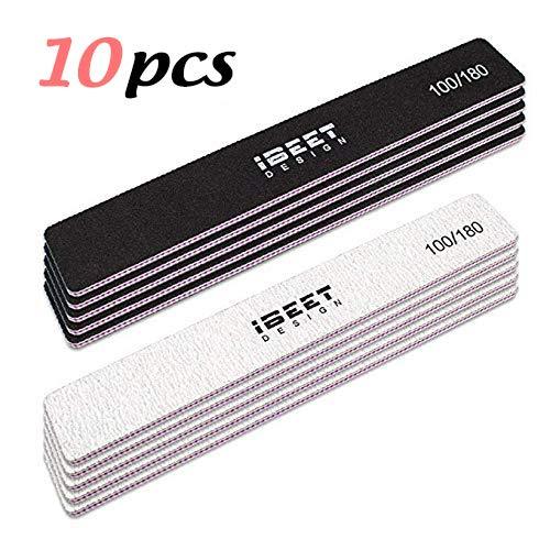 10PCS Nail Files Buffers Set, Double Sided Emery Board 100/180 High Grit Manicure Fingernail File Tool for Nail Kit, Home Professional Nail File Tool Black and Off-white B-10 PCS Nail File - BeesActive Australia