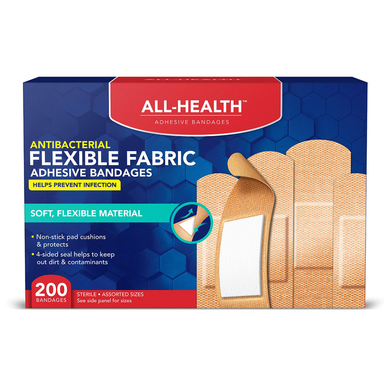 All Health Fabric Adhesive Bandages, Assorted Sizes Variety, 200 Count (Pack of 1) 200 Count (Pack of 1) - BeesActive Australia